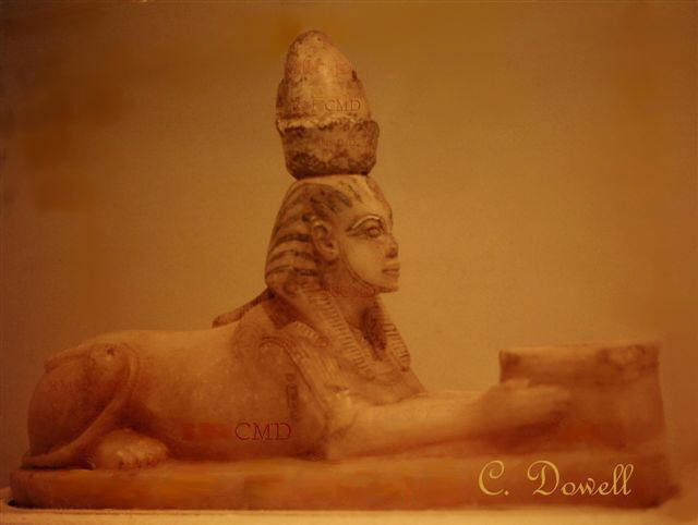 Image of Sphinx statue from alabaster ancient Egyptian art photograph by Colette Dowell Luxor Museum
