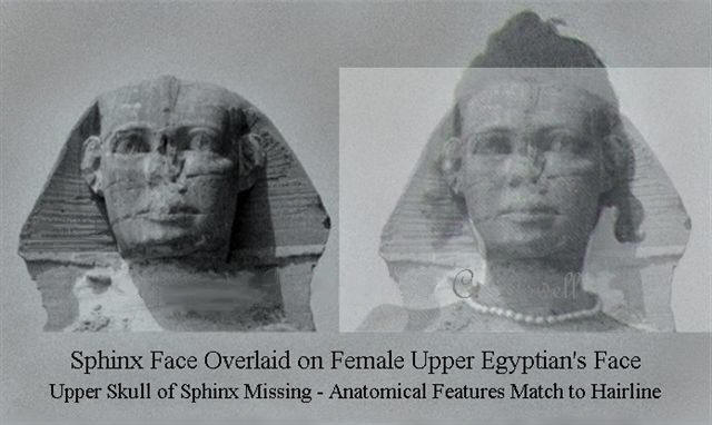 Image of Sphinx face straight image of Upper Egyptian female face straight